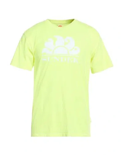 Sundek Man T-shirt Yellow Size L Cotton In Green