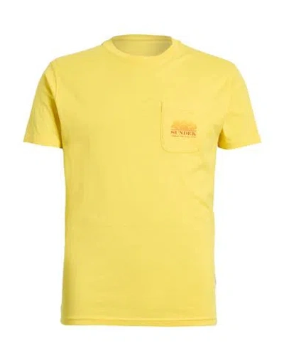 Sundek Man T-shirt Yellow Size S Cotton In Yellow