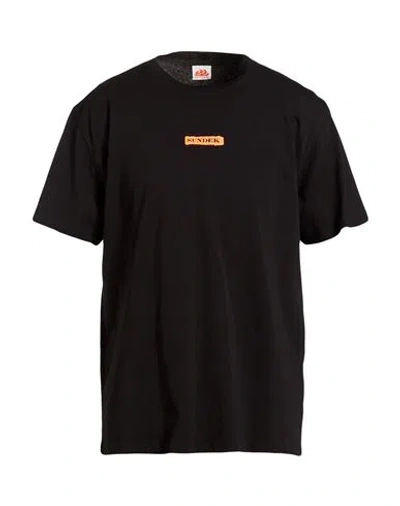 Sundek Man T-shirt Black Size S Cotton In Multi