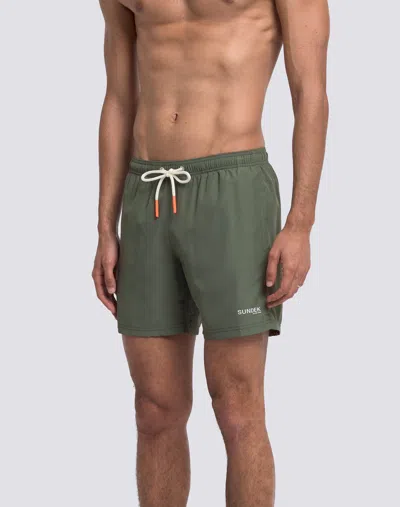Sundek Men's Mid-length Swim Shorts In Dark Green