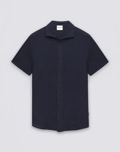 Sundek Men's Short Sleeve Linen Shirt In Dark Navy In Blue