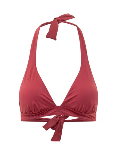 Sundek Mini Bikini Top For Beach Days In Deep Scarlet