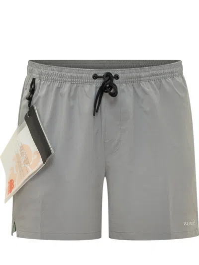 Sundek Mini Boardshorts For Effortless Summer Style In Frost Grey