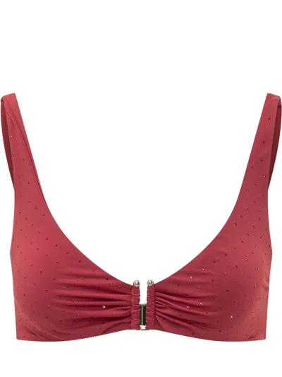 Sundek Mini Bralette Bikini Top In Deep Scarlet