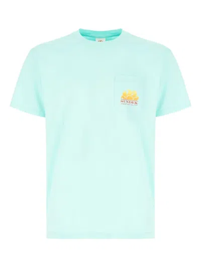 Sundek New Herbert Sun-logo Pocket T-shirt In Blue