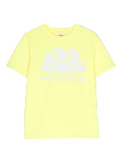 Sundek Kids' New Simeo Logo-print T-shirt In Yellow
