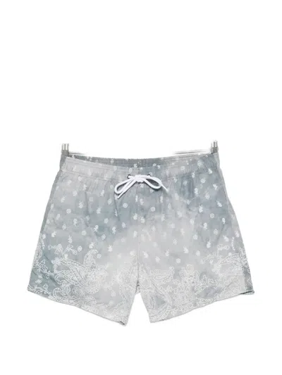 Sundek Paisley-print Drawstring Swim Shorts In Gray