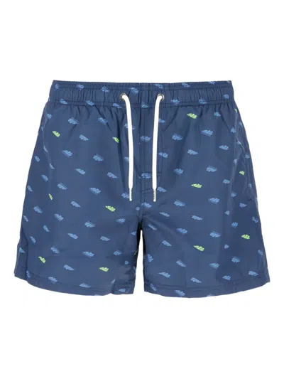 Sundek Poly Cloud-print Drawstring Swim Shorts In Blue