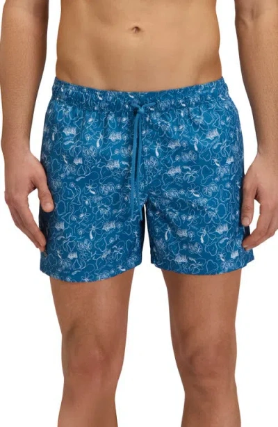 Sundek Print Swim Trunks In Blue