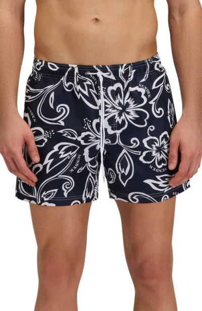 Sundek Print Swim Trunks In Black