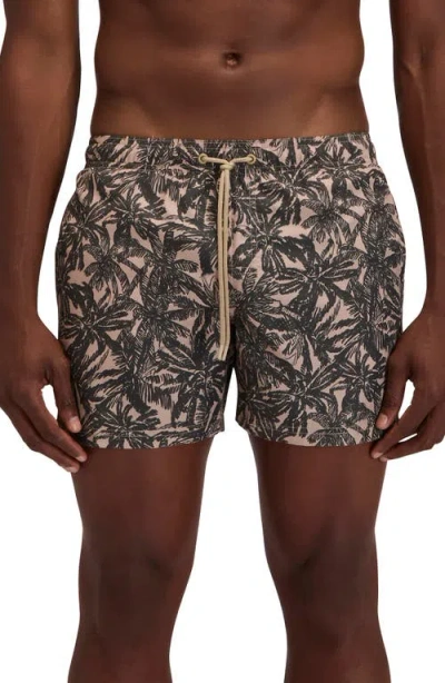 Sundek Print Swim Trunks In Brown