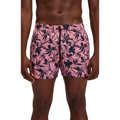 Sundek Print Swim Trunks In Pink