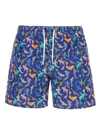 Sundek Printed Swim Shorts In Blue