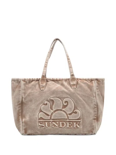 Sundek Roberts Embossed-logo Tote Bag In Neutral