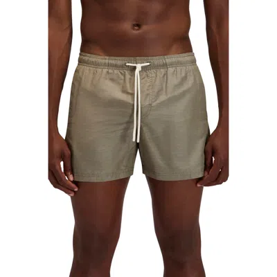 Sundek Solid Swim Trunks In Brown