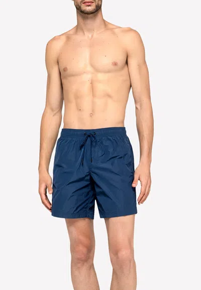 Sundek Stretch Waist Mid-length Swim Trunks In Blue