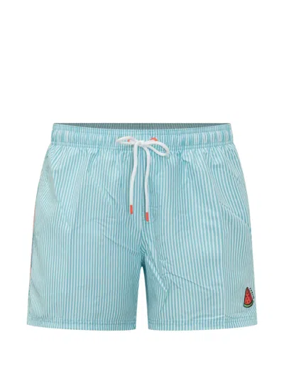 Sundek Striped Logo-patch Boardshorts In Blue