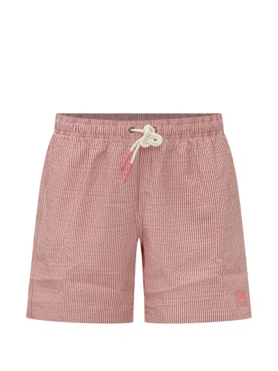 Sundek Striped Seersucker Boardshorts In Red