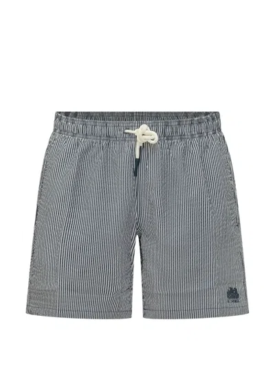 Sundek Striped Seersucker Shorts In Blue