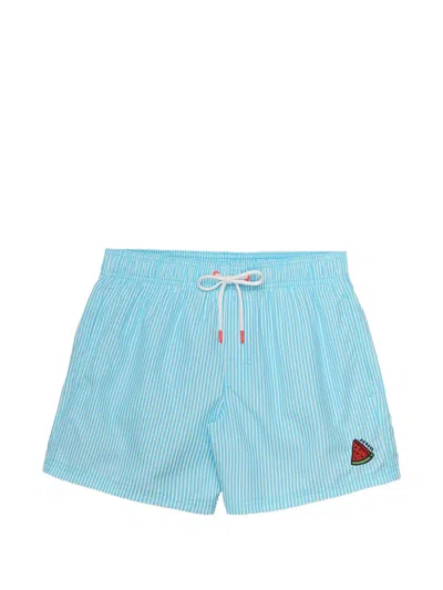 Sundek Kids' Striped Swim Shorts In Blue