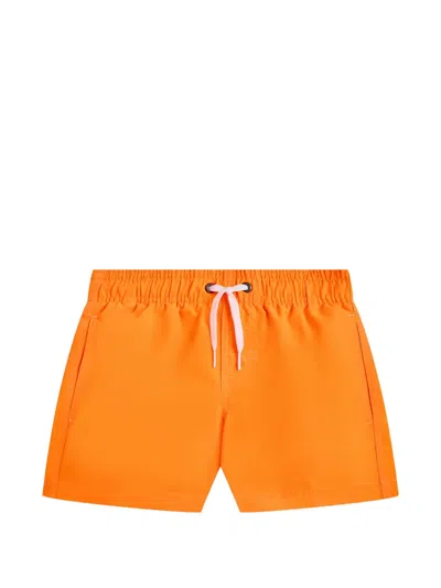 Sundek Kids' Striped Swim Shorts In Orange