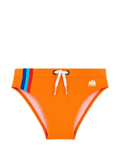 Sundek Kids' Stripe-detail Drawstring Swim Briefs In Multi