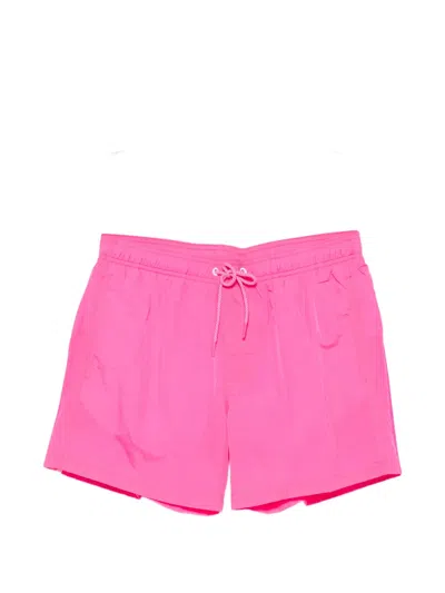 Sundek Stripe-detail Drawstring Swim Shorts In Pink