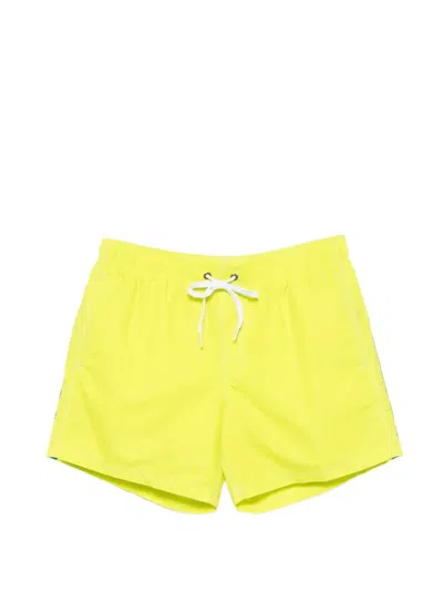 Sundek Striped-trim Drawstring Swim Shorts In Yellow