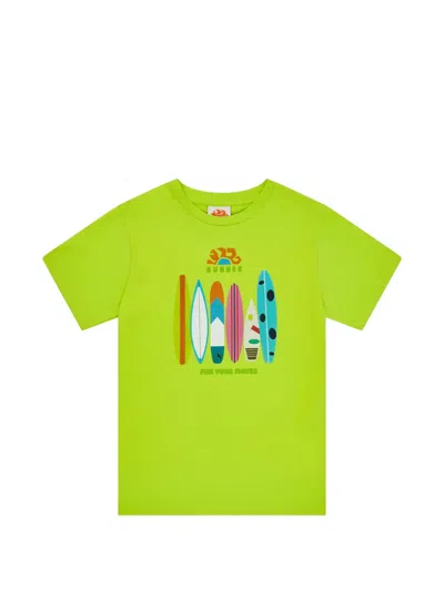 Sundek Kids' Surfboard-print T-shirt In Green