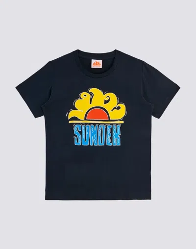 Sundek Kids' T-shirt Con Stampa In Blue