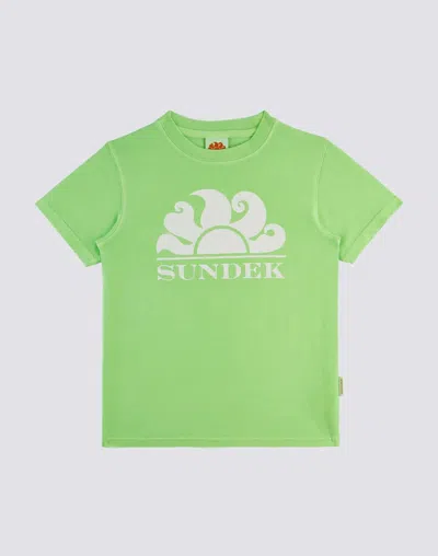 Sundek Kids' T-shirt Con Stampa In Green
