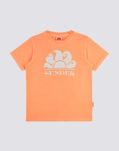 Sundek Kids' T-shirt Con Stampa In Orange