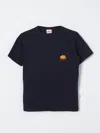 Sundek Blue T-shirt With Orange Maxi Logo In Blue