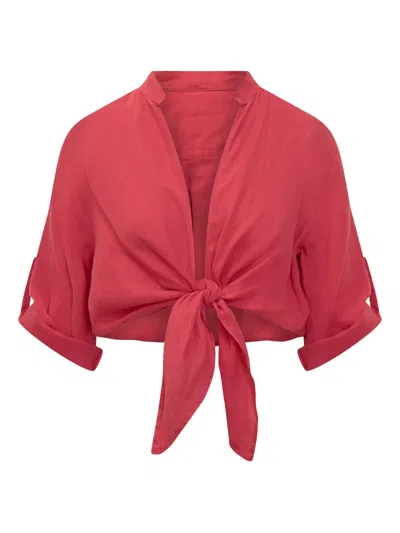 Sundek Tie-front Cropped Top In Pink