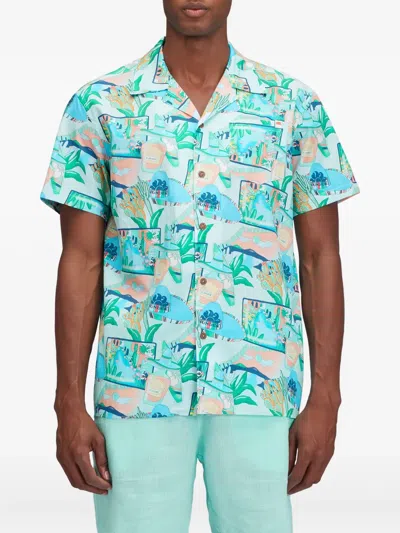 Sundek Tropical-print Cotton Shirt In Green