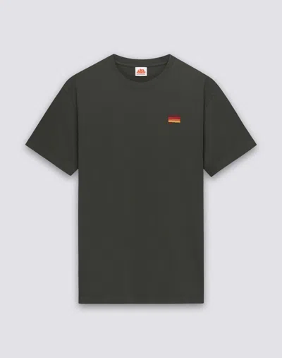 Sundek T-shirt With Tricolour Embroidery In Dark Green In Gray