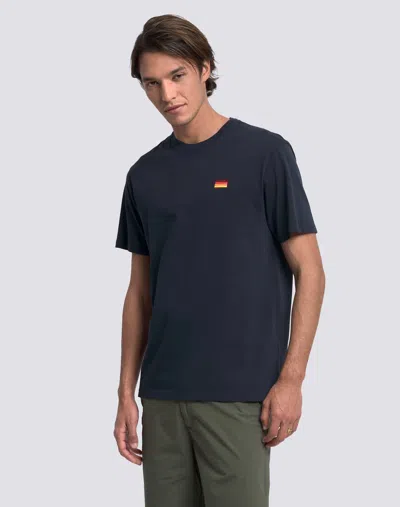 Sundek T-shirt With Tricolour Embroidery In Navy In Blue