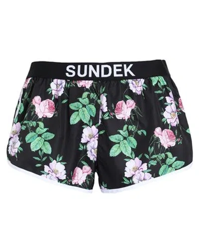 Sundek Woman Beach Shorts And Pants Black Size 8 Polyester