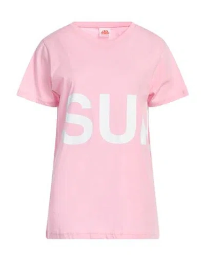 Sundek Woman T-shirt Pink Size L Cotton