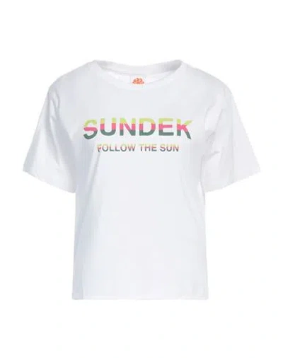 Sundek Woman T-shirt White Size Xl Cotton, Elastane