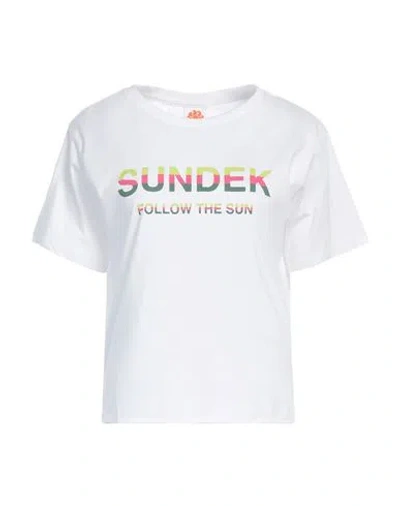 Sundek Woman T-shirt White Size L Cotton, Elastane