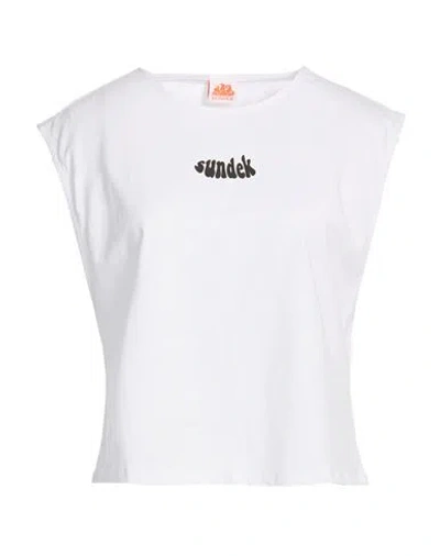Sundek Woman T-shirt White Size M Cotton