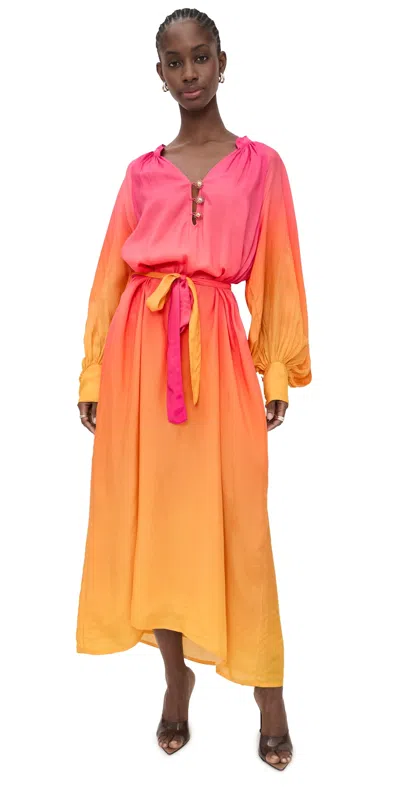 Sundress Angie Long Dress Bemberg Tie And Dye In Multi