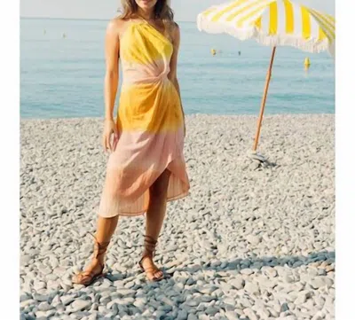 Sundress Celia Dress In Tie Dye Peach In Yellow