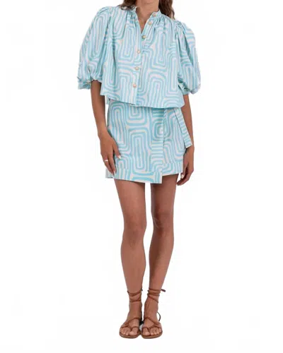 Sundress Inaya Button Front Blouse In Seychelles Print In Blue