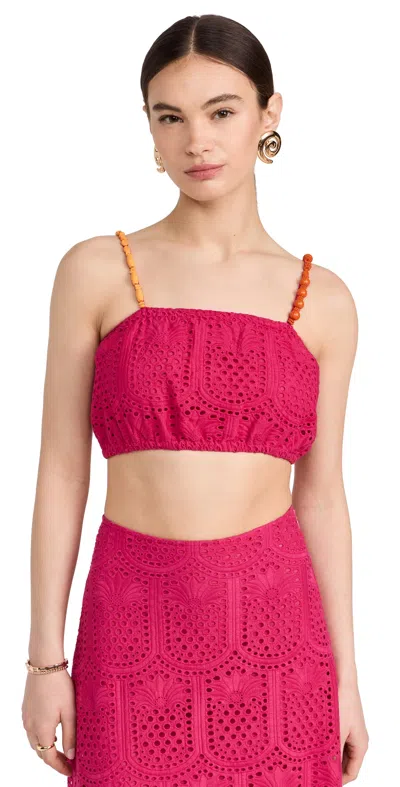 Sundress Ivana Top Pineapple Eyelet Fuchsia In Multicolour