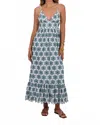 Sundress Louve Long Maxi Dress In Green Eyelet In Blue