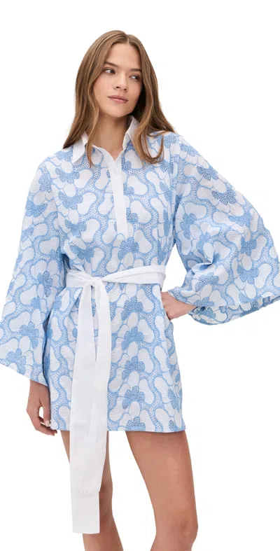 Sundress Lupy Short Coverup Eyelet Butterfly Blue