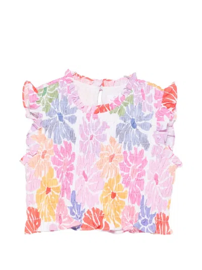 Sundress Malone Floral-print Smocked Top In Multi
