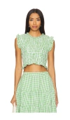 Sundress Malone Top In Gingham Mint